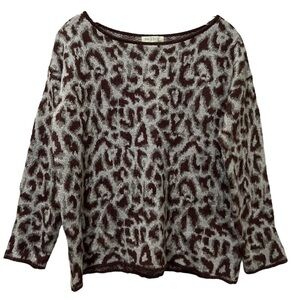 See u Soon S/M Mohair Wool Burgundy Leopard Print Crewneck Sweater NWT G3
